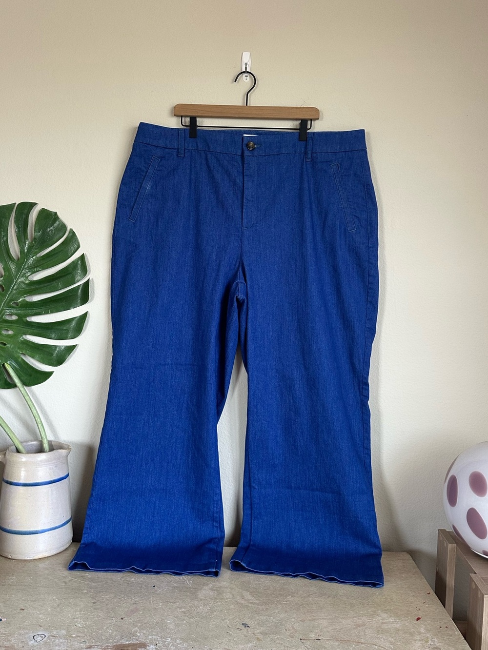 Lane Bryant Wide Leg Blue Denim Trouser Pants